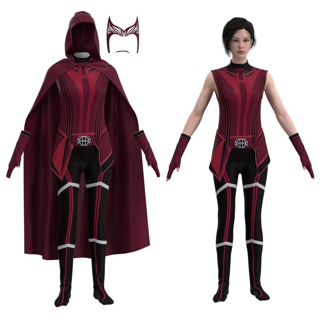Marvelous Scarlett Witch Role Play Costume For Adult Children Jumpsuit Headdress And Cloak Included