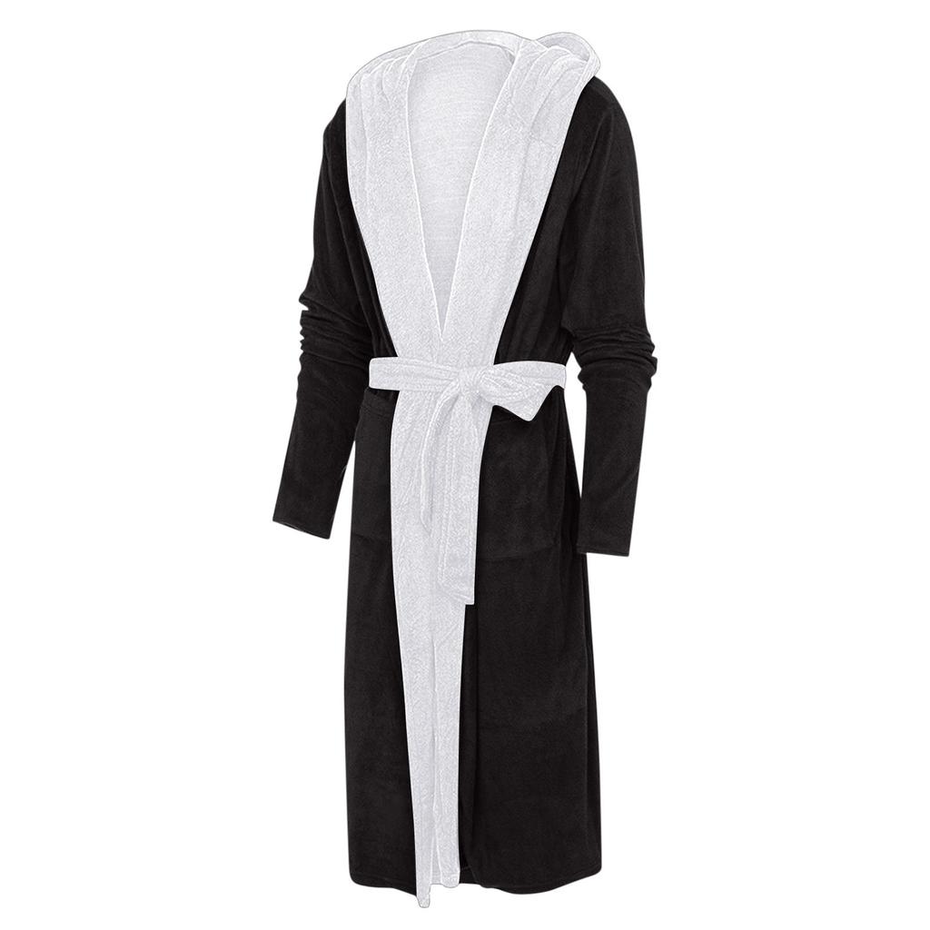 Menns vinterplysj forlenget sjal Badekåpe Hjemmeklær Langermet Robe Coat