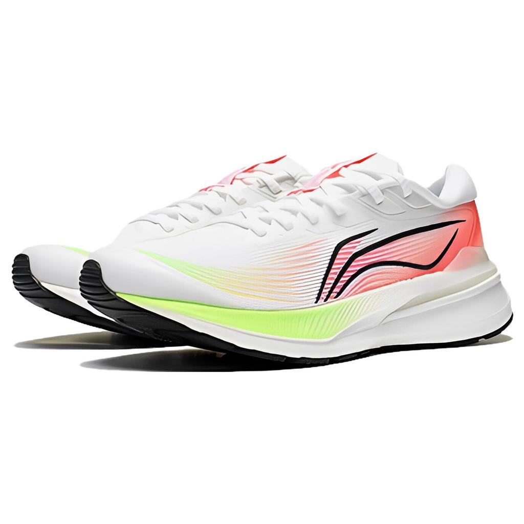 New LiNing Light Cushioning, Slip Resistant, And Breathable Low Top Running Shoes Men's White Red ARHS037-7