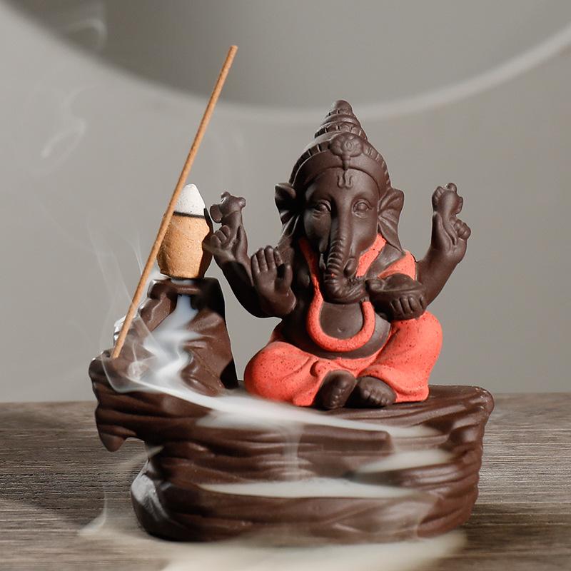 1 Stück, Ganesha Räuchergefäß Elefantengott Emblem Glücksbringende Heimdekoration Räucherstäbchenhalter Schreibtischornament (Ohne Weihrauch)