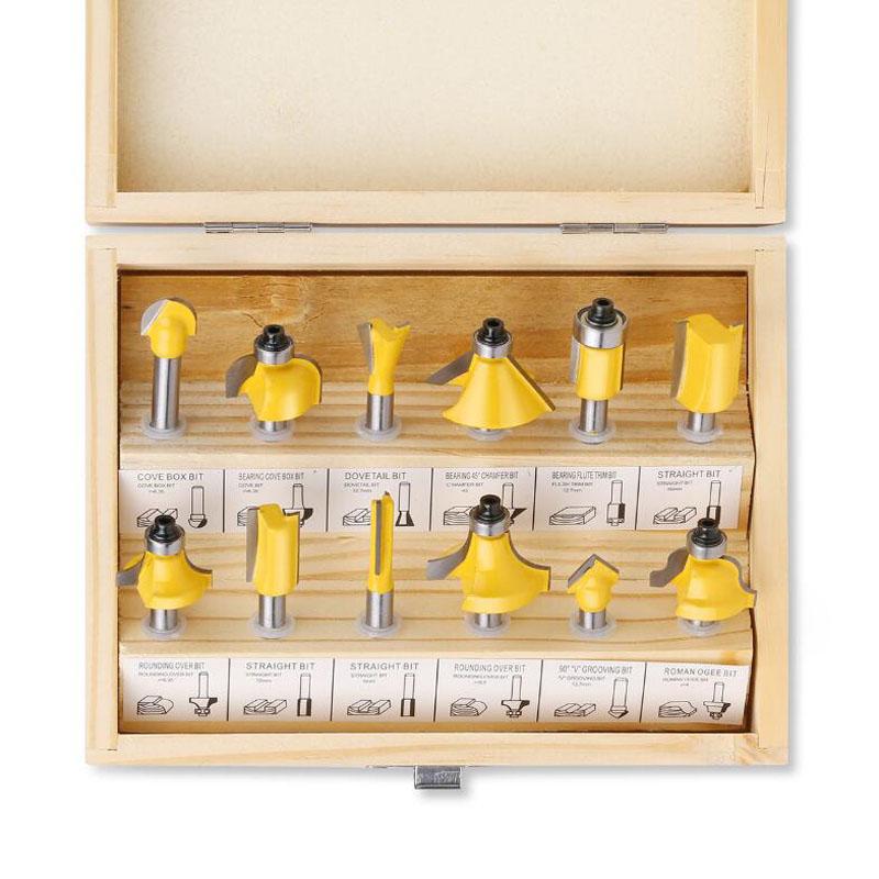12pcs 6mm Shank Wood Working Router Bit Set Trimming Straight Milling Cutter Wood Bits