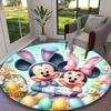 1pc Digital Printed Chair Rug for Home Office Use, Mickey And Minnie Pastel Floral Confetti Carpet Appropriate for All Seasons, Soft Round Carpet