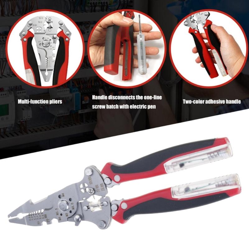 Foldable Wire Stripping Pliers with Electricity Measurement Electrician Plier 16-in-1 Multifunctional Wire Stripping