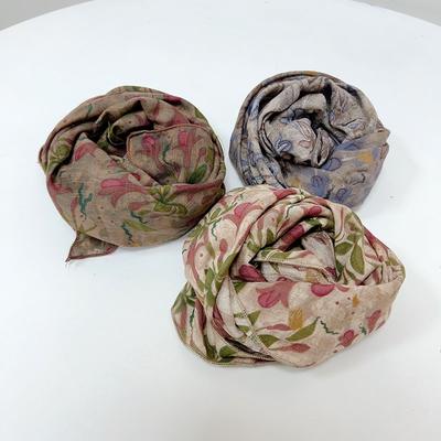55Cm Flower Print Square Scarf Cotton Linen Women Girl Hairscarf Headscarf Bandana Turban Shawl