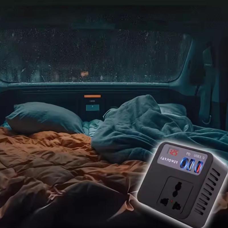 DC12V-24V to 220V AC Car Travel Adapter Voltage Converter 100W Car Power Inverter Car Plug Adapter Outlet for Road Trip