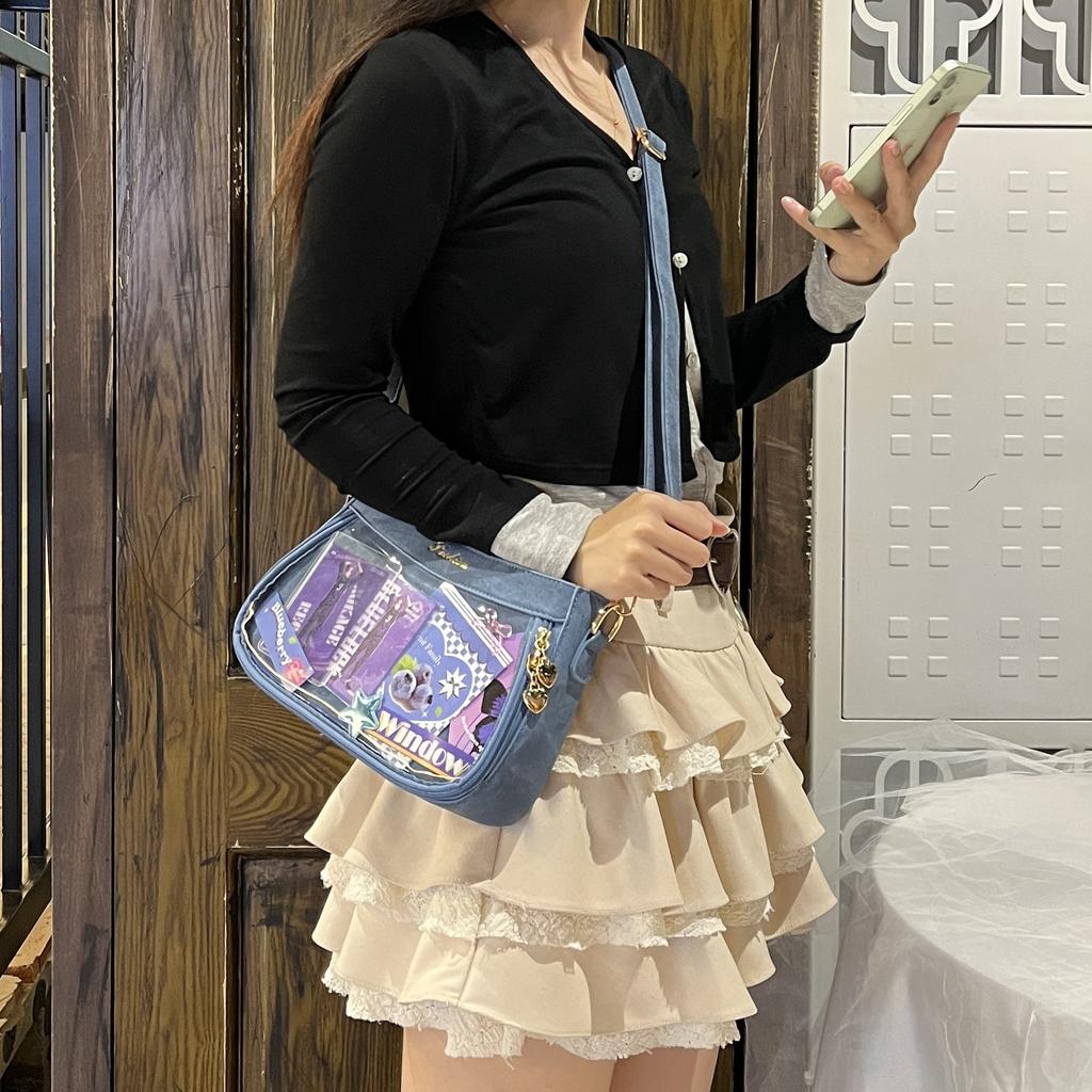 New denim pattern pain bag fashionable versatile women's armpit bag bar badge small food allowance pain bag Japanese pain