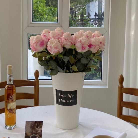 Artificial Roses Realistic Faux Flowers with Bendable Stems Fake Roses In Bulk for Home Vase Wedding Centerpiece Party Decor