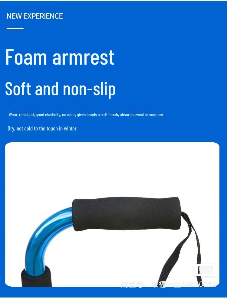 Bengala Quádrupla Ajustável em Altura, Liga de Alumínio e Aço Inoxidável Telescópica para Idosos.