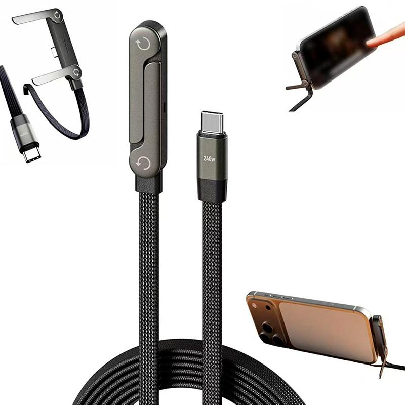 240W 5 FT 2-in-1 Invisible Stand Multi-Angle Adjustable Stand 5A Fast Charging Type-C Cable