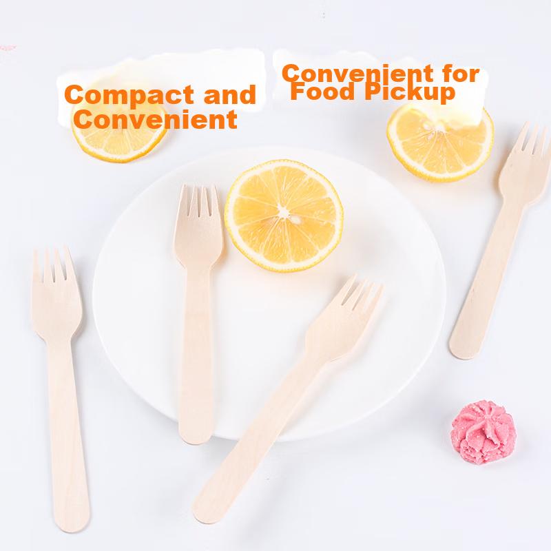 YOUAO Disposable Forks, Fruit Forks, 100 Pieces, Biodegradable, for Desserts, Pastries, Cake, Fruit Plates, Takeout Packaging Utensils