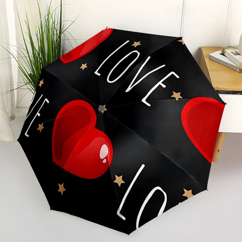 

1pc Love Hearts Open/Close Folding Umbrella, All- Portable Umbrella for & Men, Stylish Accessory (Holiday Gift) 8-Rib yy251213164