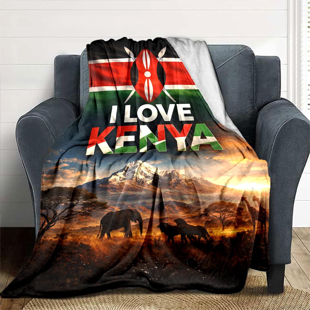 Kenya Print Flannel Blanket High Quality Warm Comfortable Cover for All Seasons Perfect for Gifts Home Decor