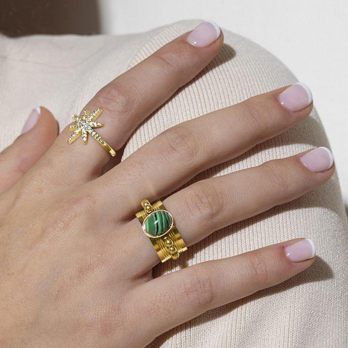 Ring - LUXENTER - Oriok - 18 Karat Gelbgold - Funkelnder Zirkonia - Damen