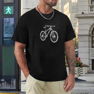 Buchstaben-Stil Mountainbike Lustiger Druck T-Shirt Herren Sommer Atmungsaktiv Kurzärmlig Europäische Größe Retro T-Shirt Unisex