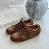 2025 autumn new retro anti-velvet cowhide splicing cotton and linen small German training versatile comfortable casual fashion women's shoes