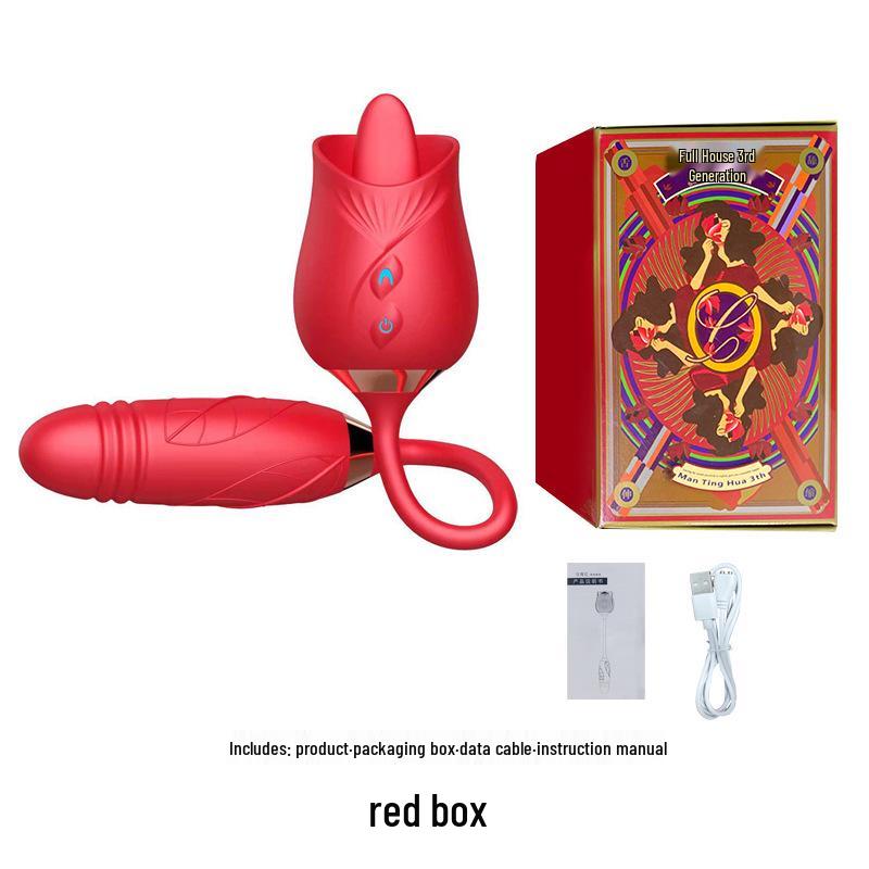 Women's Rose Flower Vibrator: 2nd/3rd Gen Tongue-Licking, Automatic Sucking & Telescopic Stick
