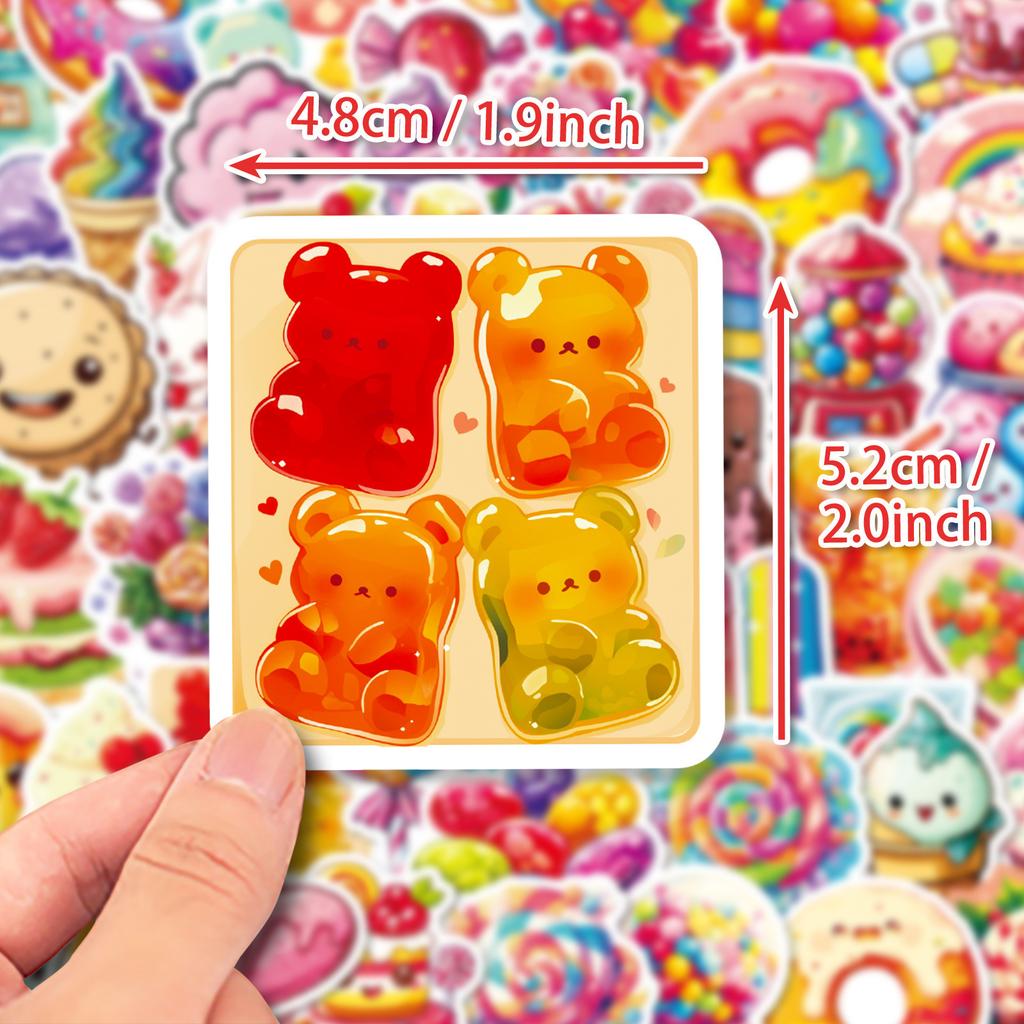 50 Colorful Candy Cartoon Graffiti Stickers Colorful Lollipop Dessert Bear Gummy Stickers DIY Hand Notes