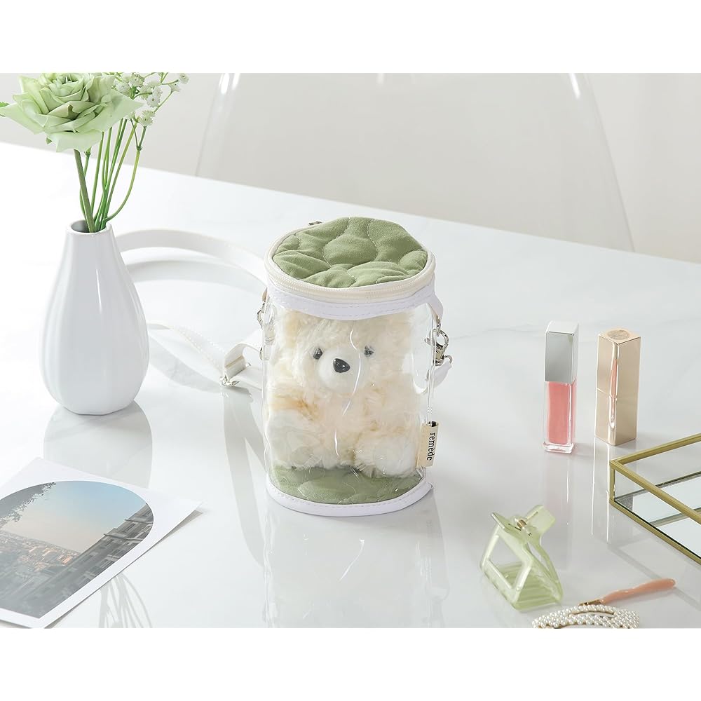 Fuji Boeki Plush Toy Bag Green 10.5x9x16.5cm Storage Clear Bag for Merchandise Collection
