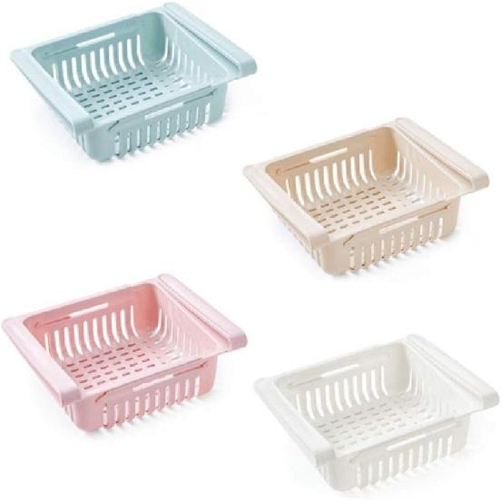 4 Pcs/set Creative Fridge Layer Storage Rack Refrigerator Partition Sliding Drawer Food Crisper Holder Fresh-keeping Layered Organizers Drawer (4