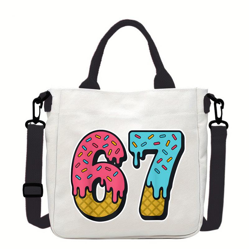 Foreign Trade 67 Ice Cream Drip Meme Funny Six Seven Printed Commuter Tote No specifications