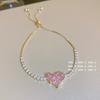 Nuovo Bracciale da Donna Regolabile Placcato Oro Lucido Completamente Intarsiato di Strass Forma a Goccia Moda Bracciale in Zircone Gioiello Regalo