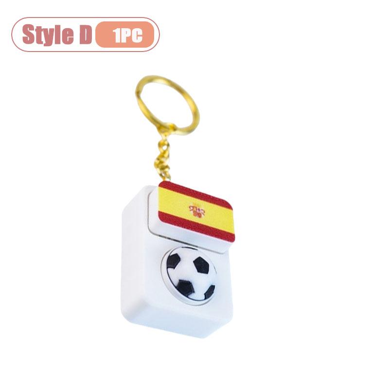 1-10PCS Soccer Fan Collectible Keychain Spinning Clicker Stress Relief Fidget Toy with Flag Pendant Memorial Gift