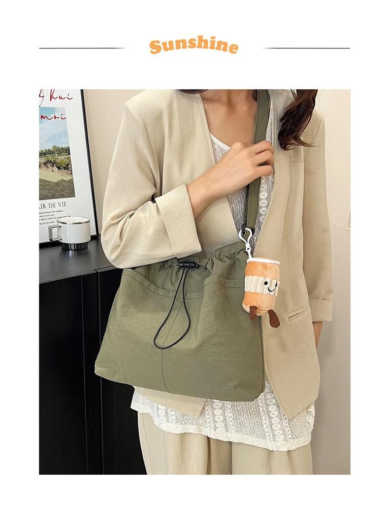 2025 Waterproof Nylon Drawstring Shoulder Bag - Large Capacity & Versatile Crossbody