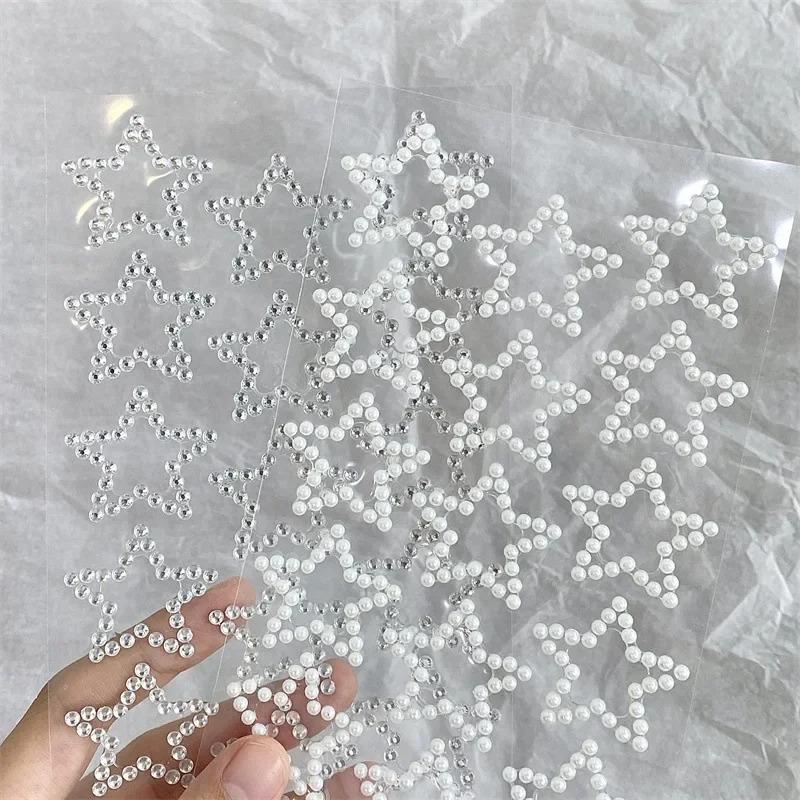Beautiful Shiny Crystal Rhinestones Pearl Star 3D Stickers Scrapbook Phone Case DIY Decorations Dance Show Makeup Face Stickers