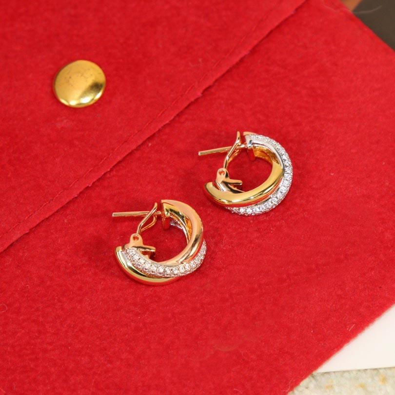 New Hot Brand Vintage Diamond Earring for Women Luxury Jewelry Designer Eardrop Fashion Lady Party Electroplate Stud Earrings