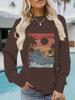 Sea View Print Women's Round Neck Long-Sleeve Hoodie