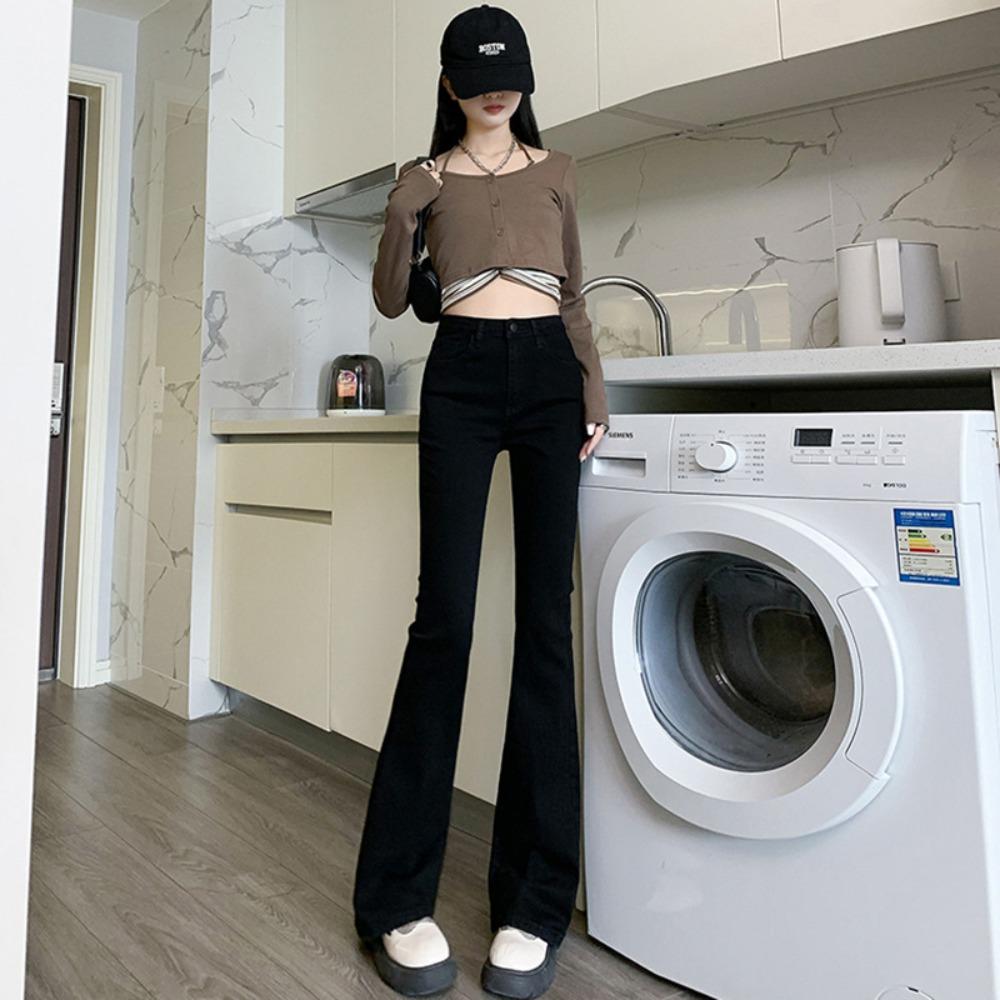 Versatile American Micro-flared Jeans 2025 Autumn and Winter New High-waisted Ins Thin and High Jeans Tide