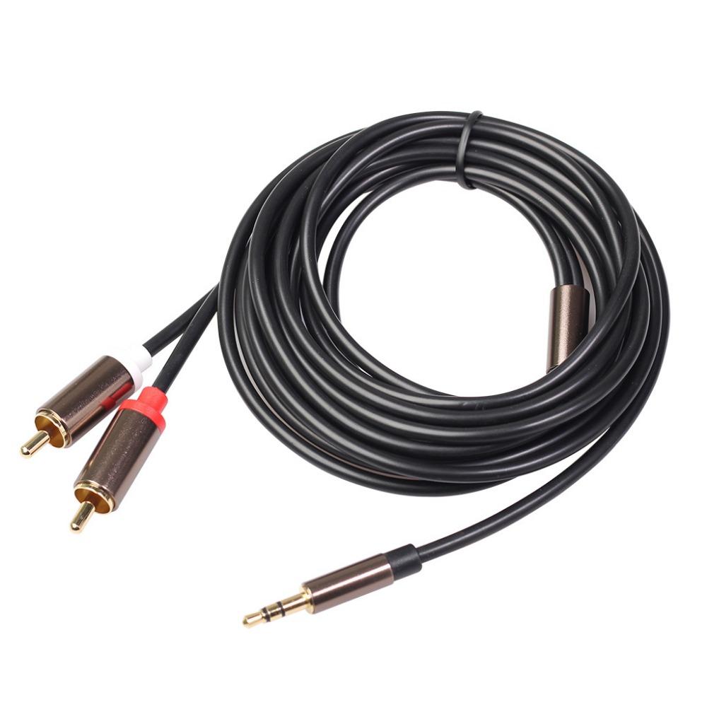 Cabo de Áudio de Liga de Alumínio Cinza Metálico 3,5 mm para 2 RCA, Divisor Y RCA Estéreo de Cobre Livre de Oxigênio para Telefone, Amplificador, Alto-falante, Áudio de Carro