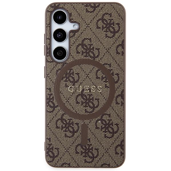 Guess Guhms24Sg4Gfrw S24 S921 Brązowy/Brown Hardcase 4G Collection Leather Metal Logo Magsafe