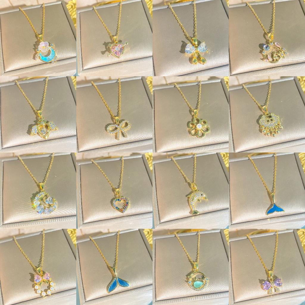 Light Luxury Full Diamond Inlaid Zircon Titanium Steel Clavicle Chain Fairy Versatile Delicate Necklace Gift for Girlfriend