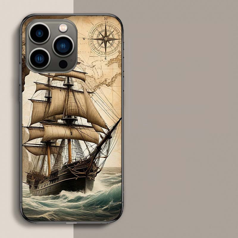 Compass Map Voyage Phone Case For Iphone 17 Air 15 Pro 14 Plus 16 Pro Max 12 13 Mini 11 16E X XS Cover Cute Fundas