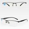 Business Square Half Frame Okulary do czytania Mężczyźni Stopniowa regulacja Dwuogniskowa wizja Konwertowane lekkie okulary wieloogniskowe