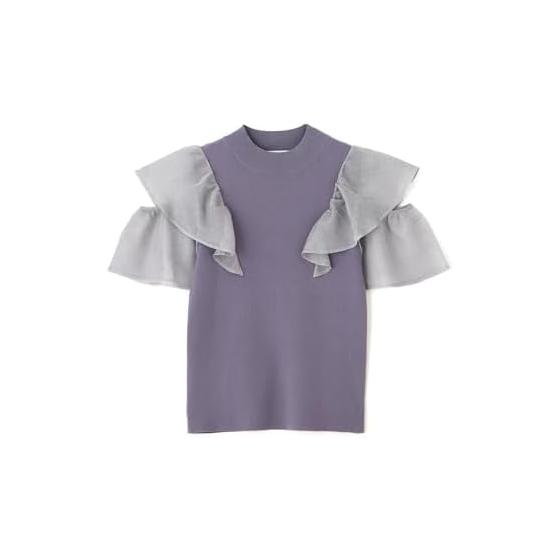 [Natural Beauty Basic] Sweater Ruffle Sheer Sleeve Knit Women s