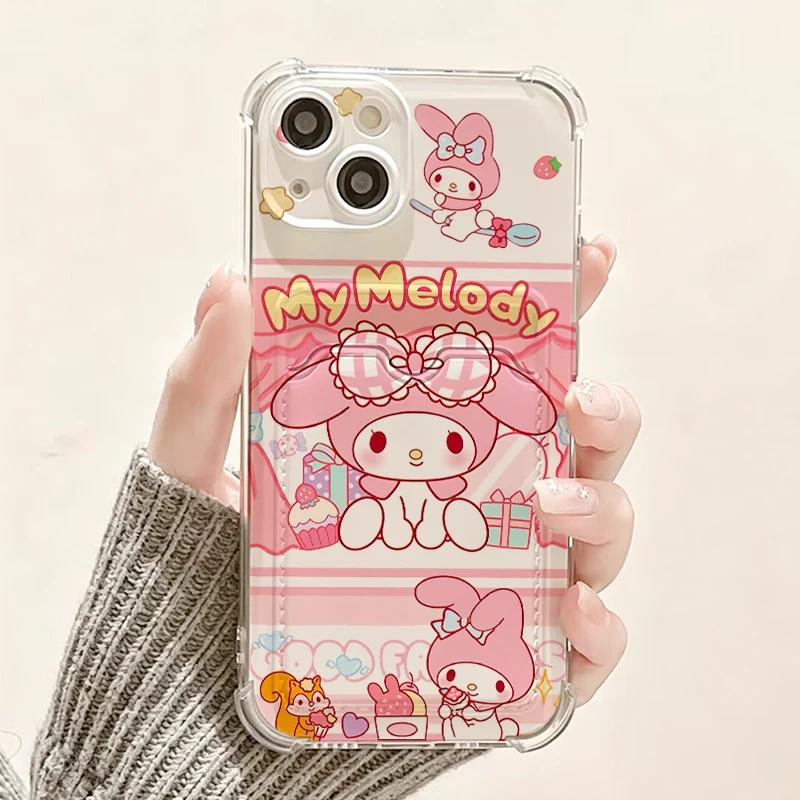 Kuromi Melody Casing For Xiaomi Redmi Note 14 Pro 5G Note 13 12 Pro 11 11S 13C 12 12C 10C 5G Cinnamoroll Wallet Card Holder Case