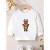 Kids Sweatshirt Christmas Reindeer Print Pattern, Comfortable Thin Crew Neck Sweatshirt for Spring and Autumn