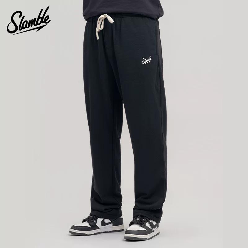Slamble Straight-leg Terry Basketball All-Match Sweatpants M чёрный