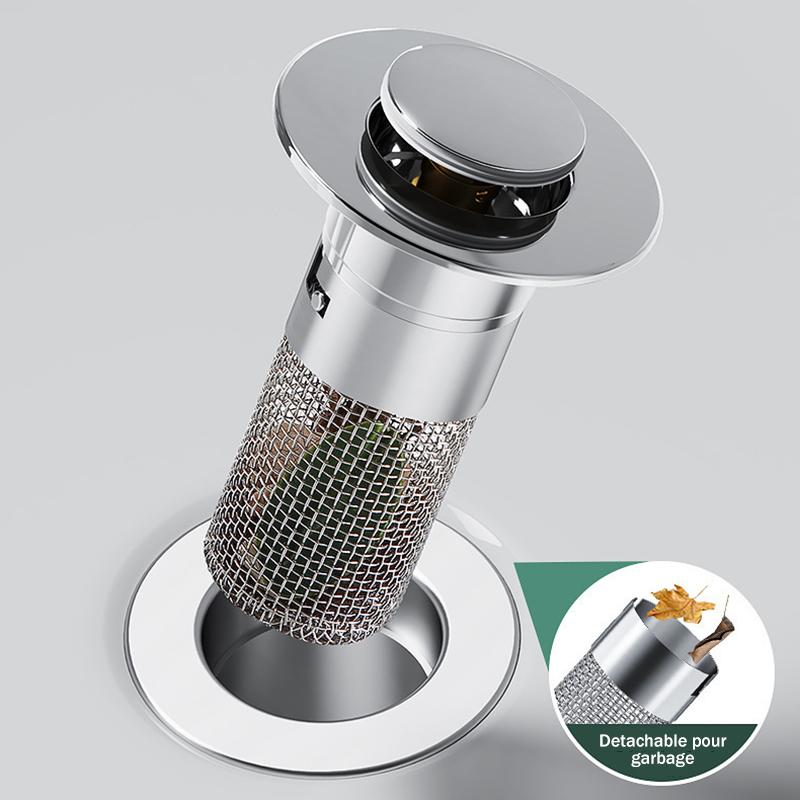 Umyvadlová zátka, proti zápachu, vyskakovací sáček, zátka do umyvadla, lapač vlasů, sítko do sprchy, nerezový filtr, sáček do umyvadla