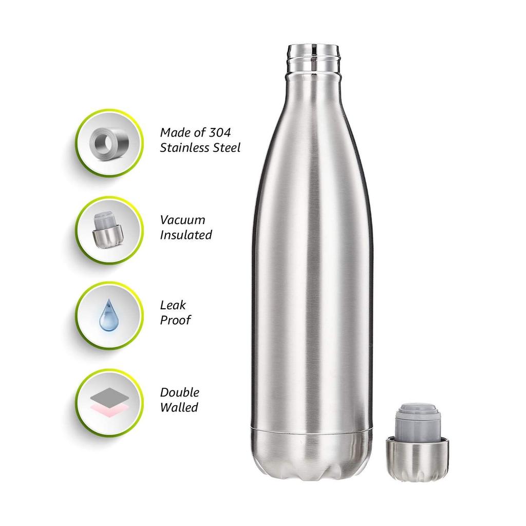 Stainless Steel Insulated 24 Hours Hot or Cold Bottle Flask, 1000 Ml, Silver