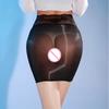 Women Sexy Hip-Wrapped Skirt Tight Oil Shiny Glossy Sheer Porn Skirts High Elastic Transparent Lingerie Lace Floral Underwear