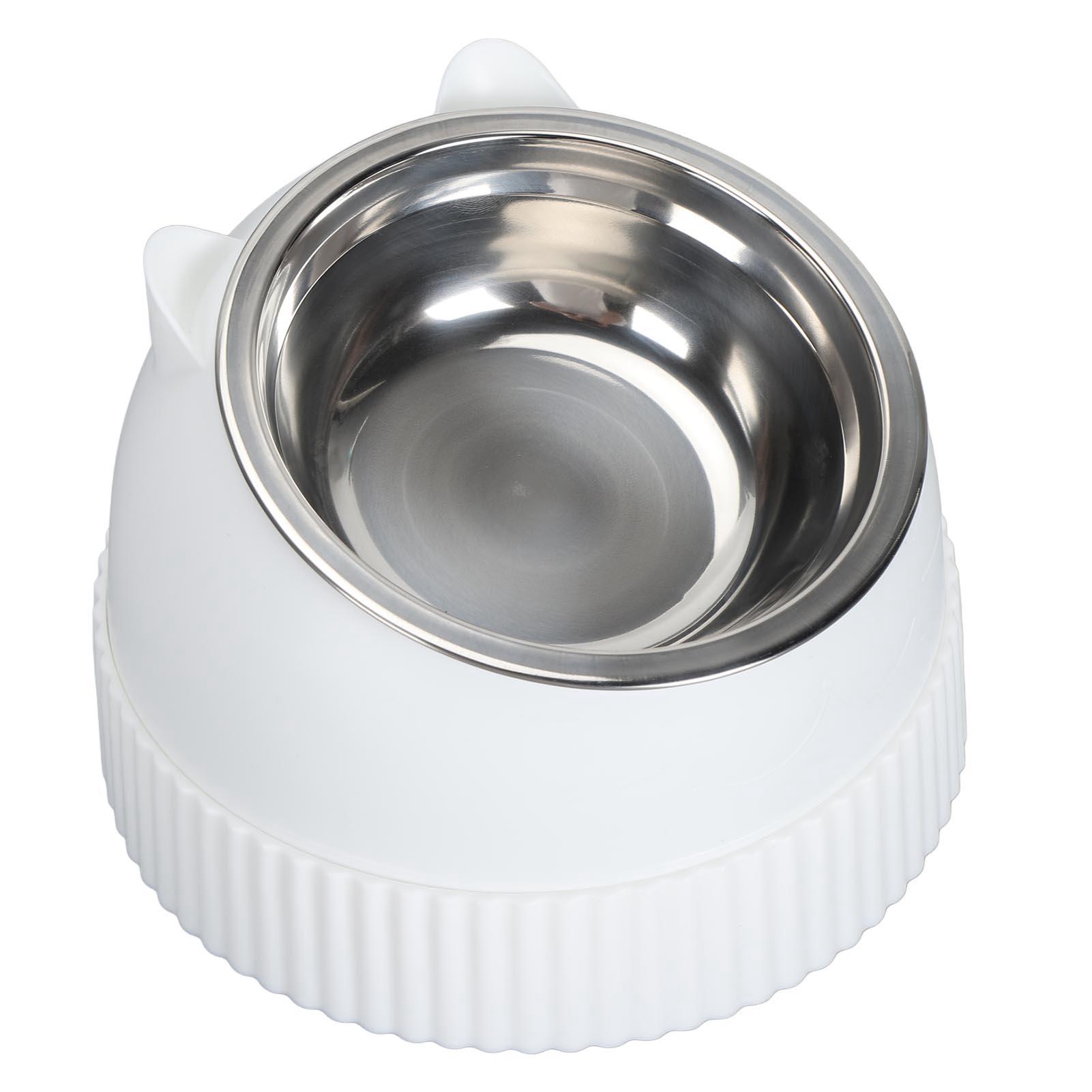 

Поднятая миска для кошек, наклоненная на 15 градусов, противоскользящая, пластиковая, медленная кормушка, двойные миски для кошек и щенков белый