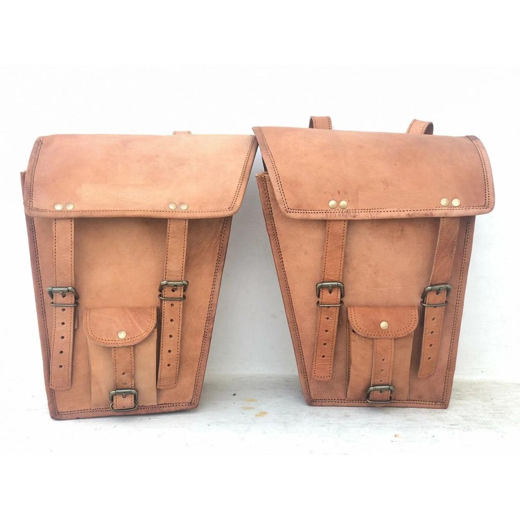 Motocyklová boční světle hnědá kožená boční 2 taška Brašna Sedlové brašny Brašny Sedlo