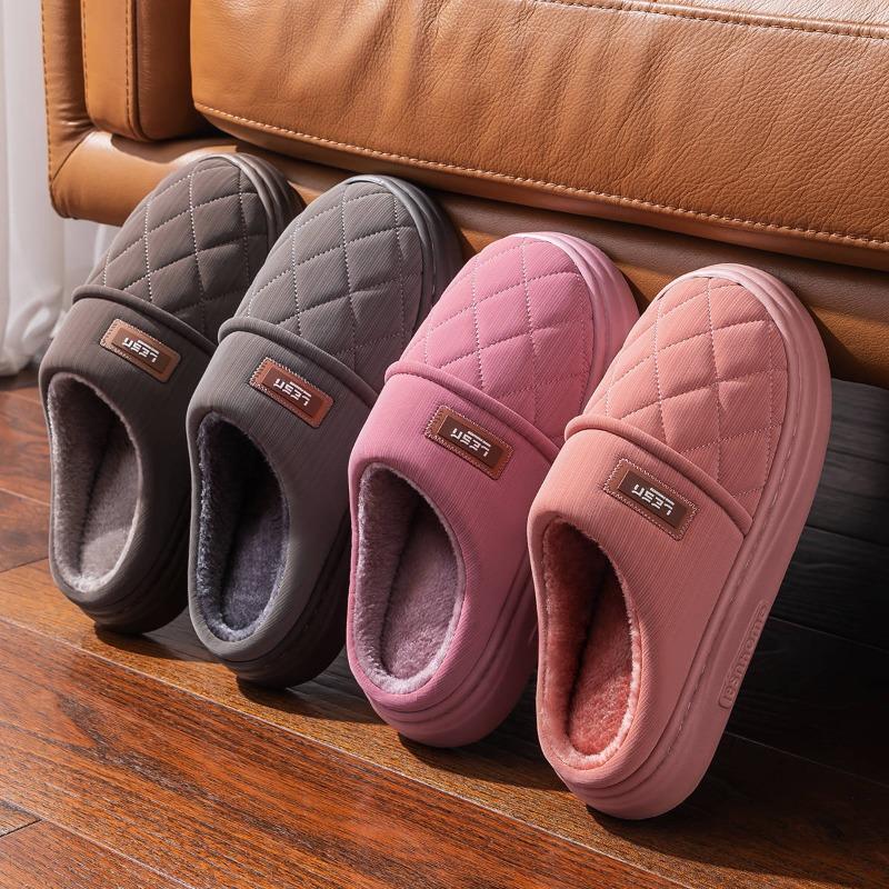 Lidani waterproof cotton slippers men's new warm home home non-slip couple leather cotton women's outer wear