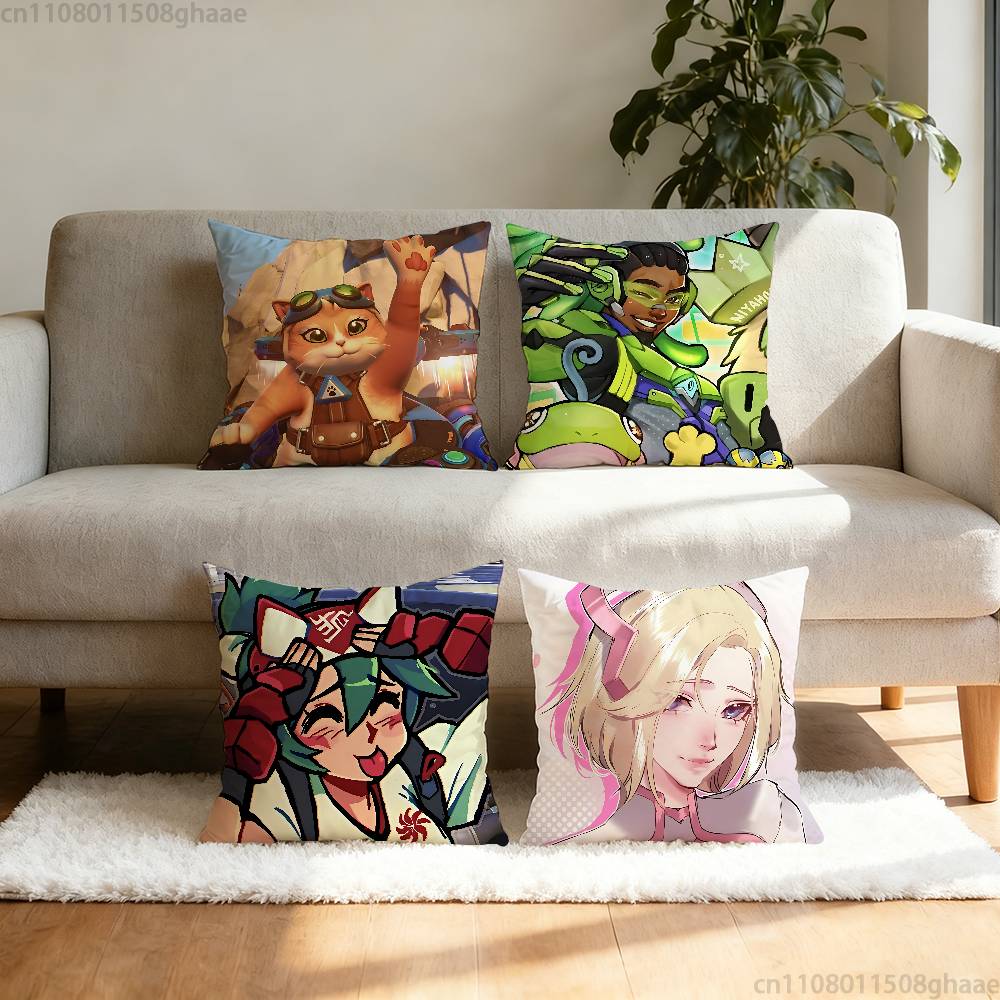 Game OOverwatchS Pillow Case Square DoubleSided Printing Short Plush Sofa Cushion Cover Bedroom Bedside Pillow