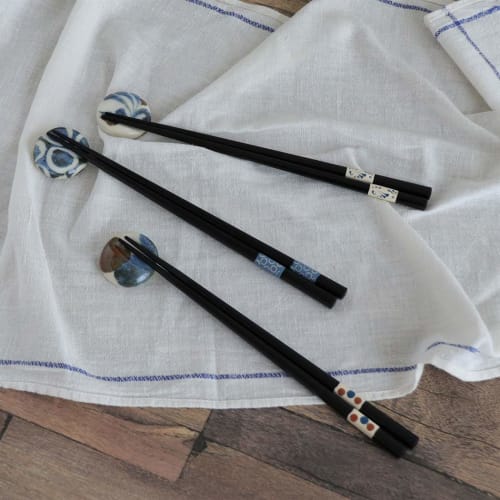 Awasaka "Brush Blue" 100-round Chopsticks, Tonbo-dama Design, Natural Wood, Approx. 23cm, Dishwasher Safe, Made In Japan, MN-919