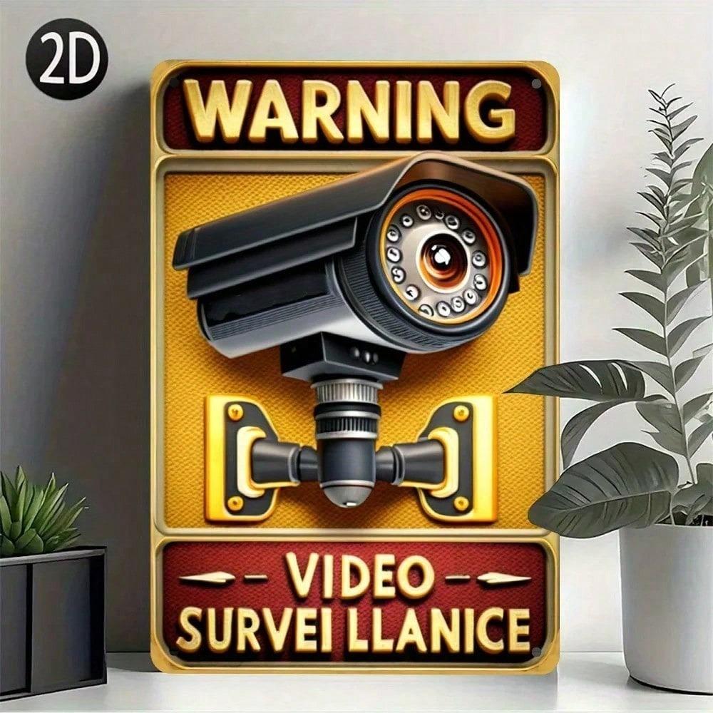 Vintage Metal Poster CCTV Warning Sign for Garage