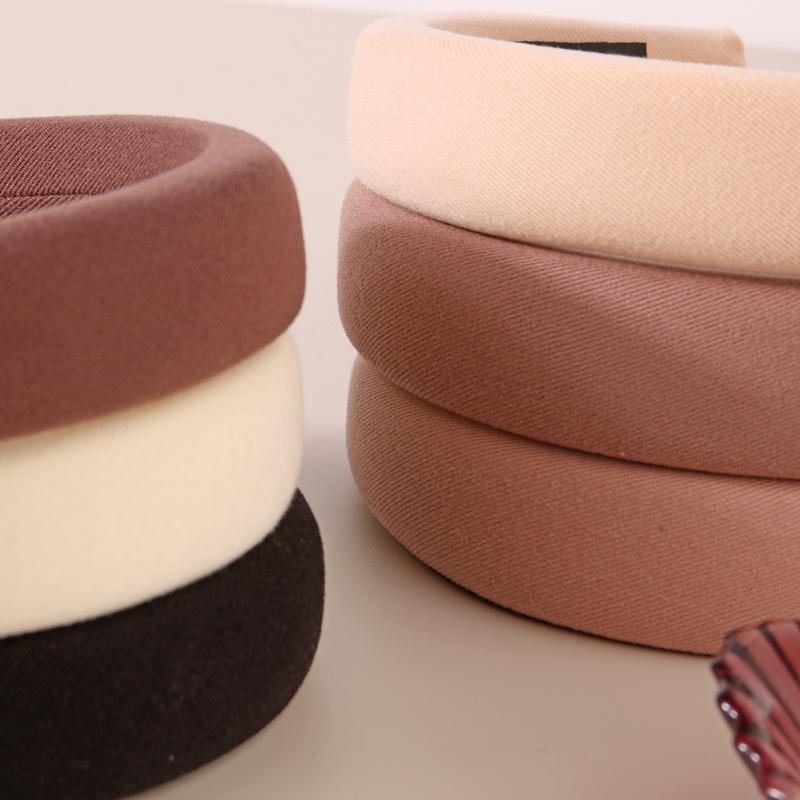 Retro Sponge Headband Milk Tea Color High Skull Headband Face Washing Headband All-match Outing High-end Pressure Hair Accessories